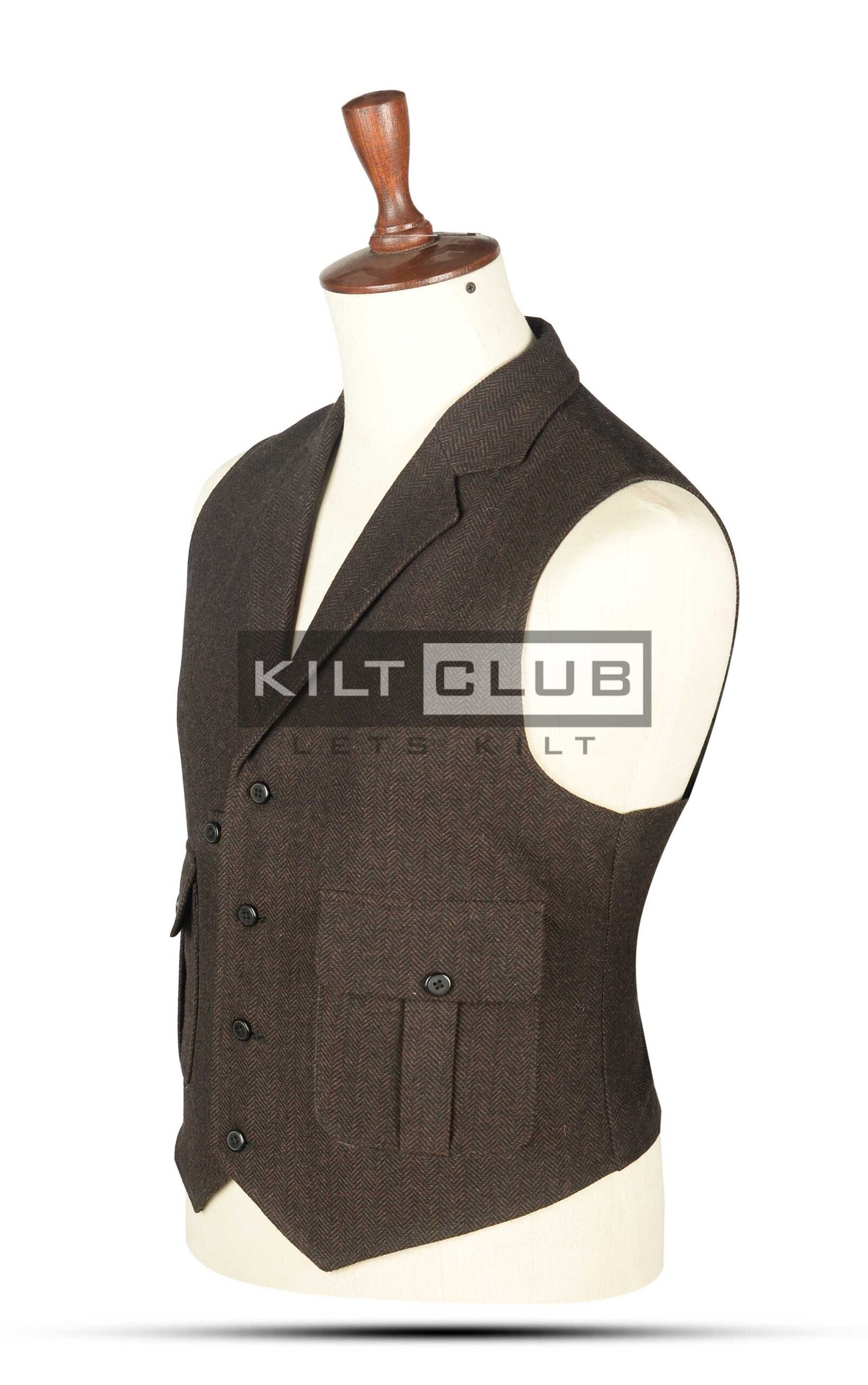 Brown Tweed Utility Style Waistcoat - Image 4