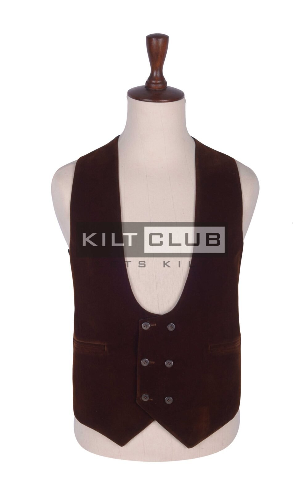 Brown Velvet Double Breasted Kilt Waistcoat