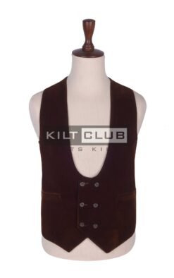 Brown Velvet Double Breasted Kilt Waistcoat