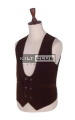 Brown Velvet Double Breasted Kilt Waistcoat - Image 2