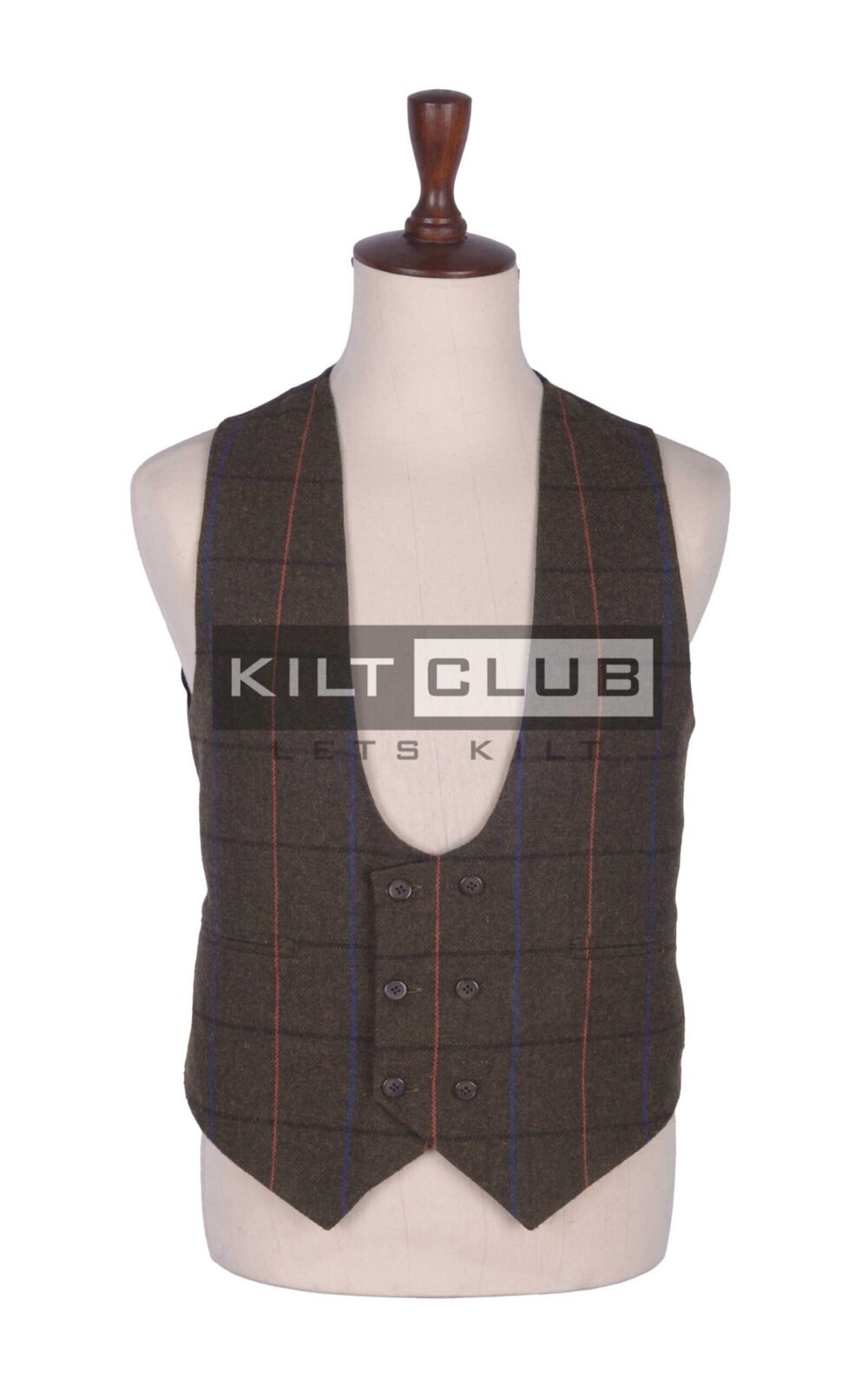 Country Brown Tweed Double Breasted Waistcoat