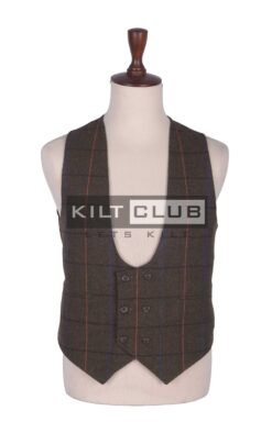 Country Brown Tweed Double Breasted Waistcoat