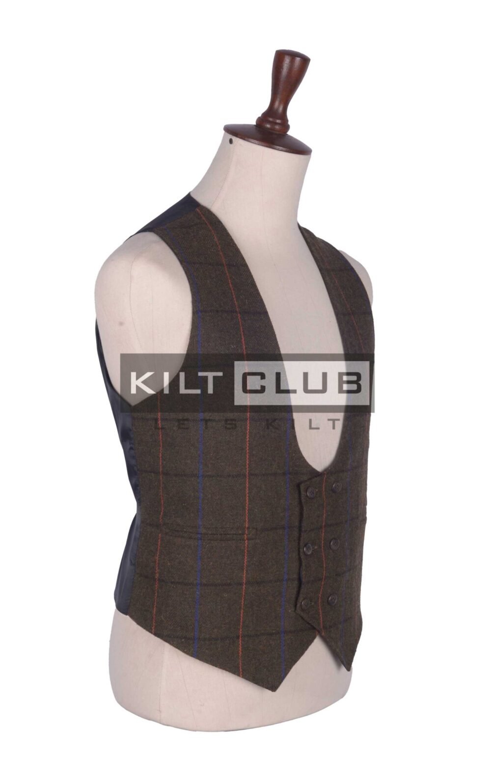 Country Brown Tweed Double Breasted Waistcoat