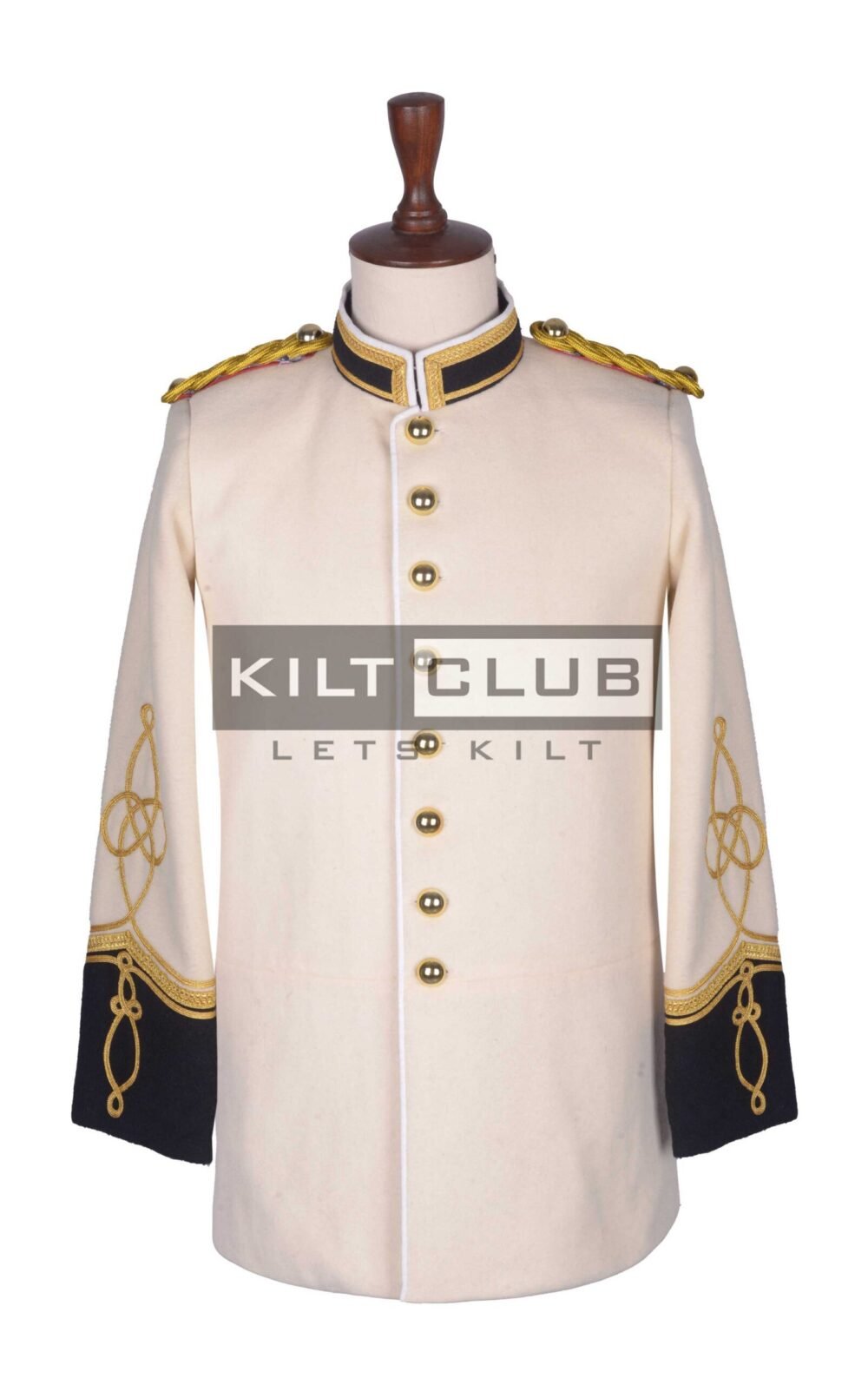 Cream Wool Military Officer Coat