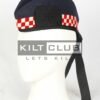 Dark Navy Blue Wool - Red & white Diced Cap
