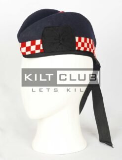 Dark Navy Blue Wool - Red & white Diced Cap