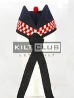 Dark Navy Blue Wool - Red & white Diced Cap - Image 4