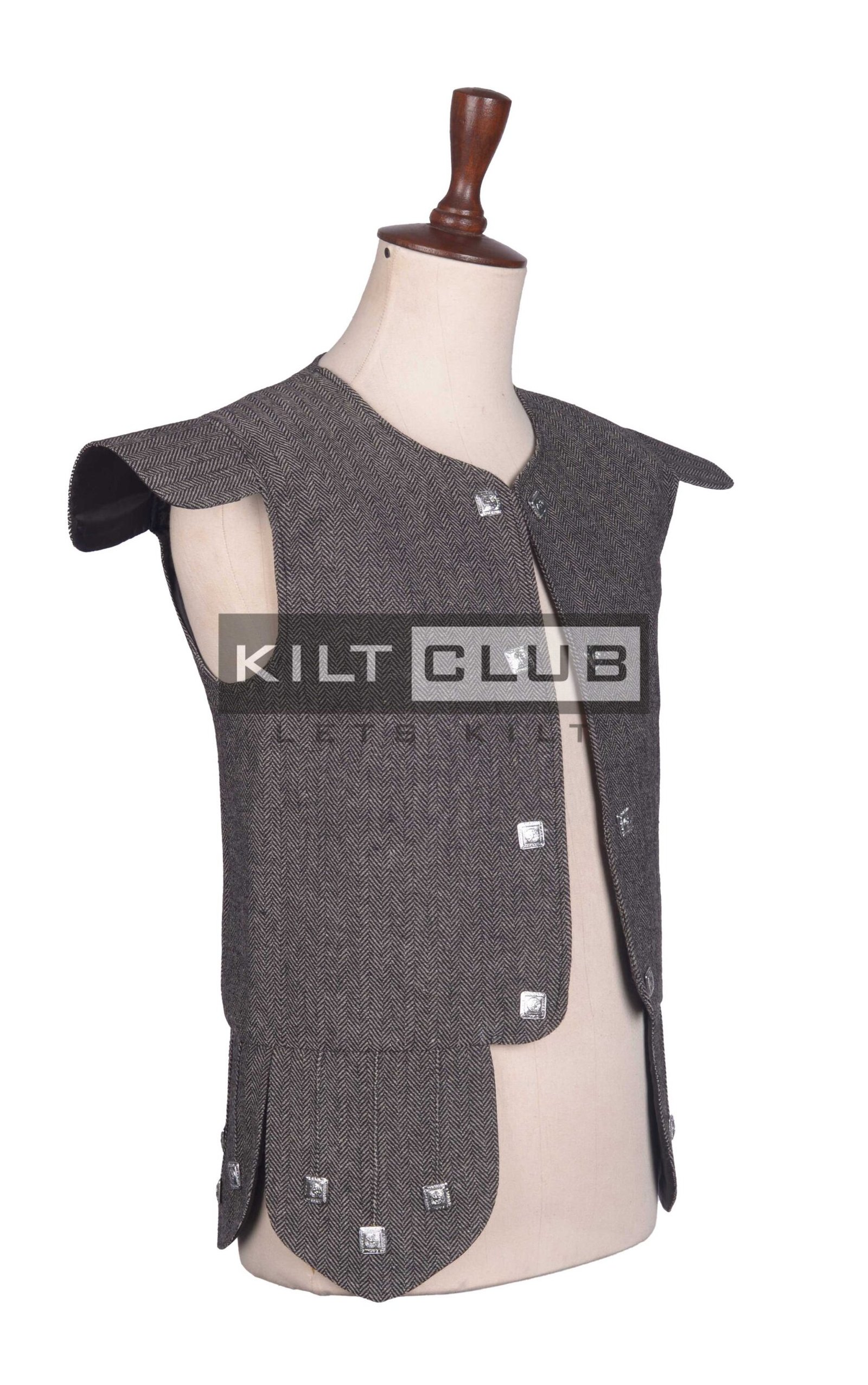 Gray Tweed Chieftain Waistcoat - Image 2