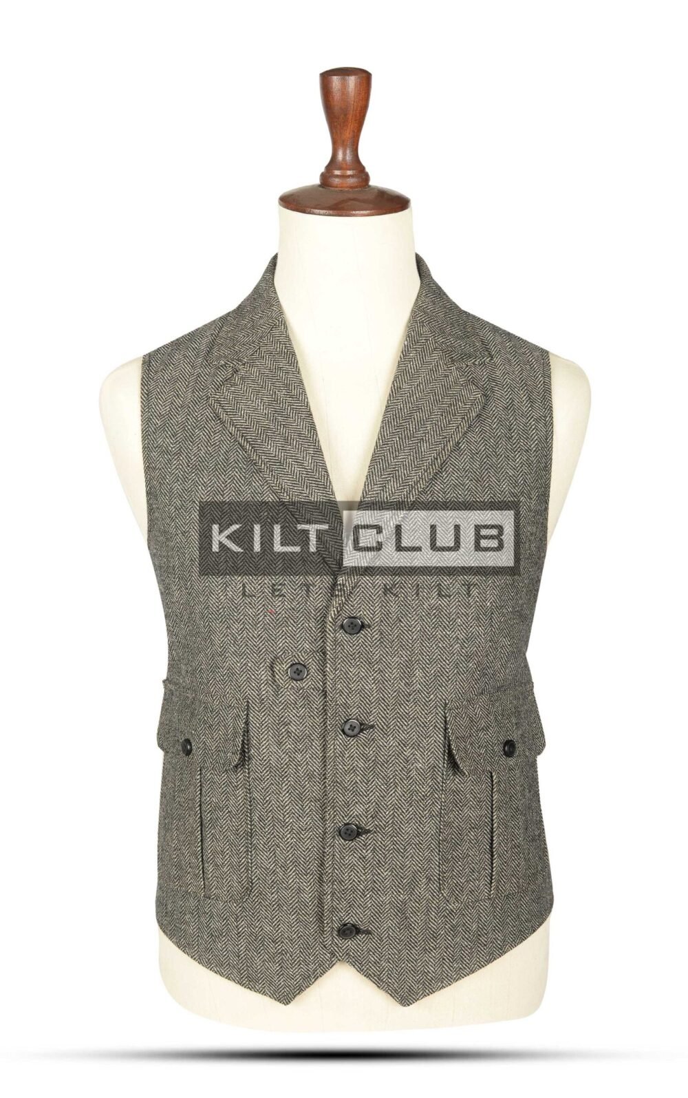Gray Tweed Utility Style Waistcoat