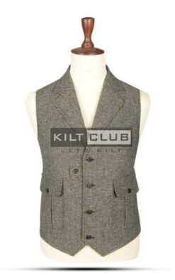 Gray Tweed Utility Style Waistcoat