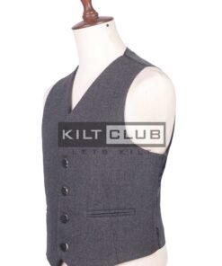 Alternative view of Gray Tweed Wool Argyll Waistcoat