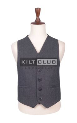 Gray Tweed Wool Argyll Waistcoat
