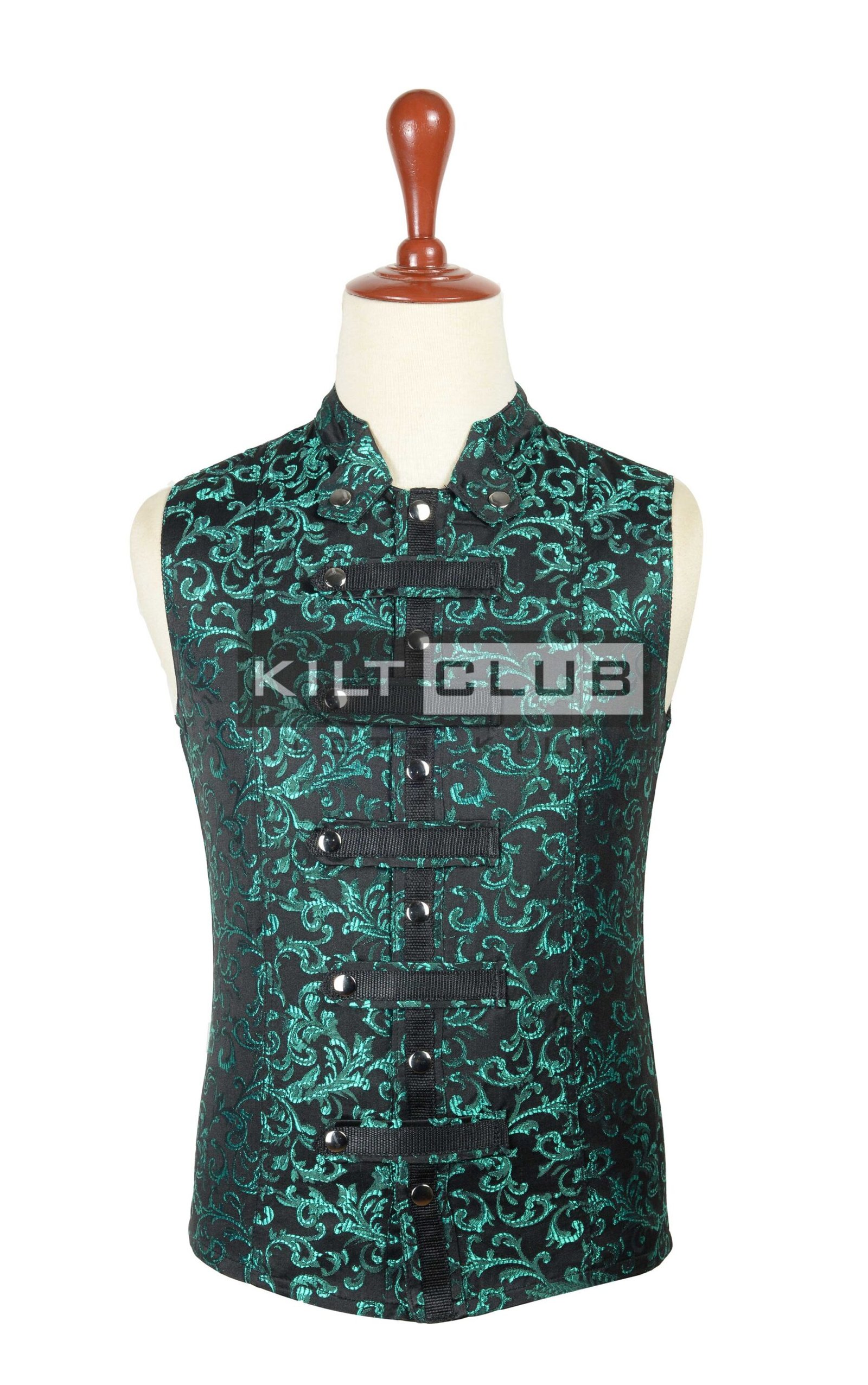 Green Brocade Victorian Style Waistcoat