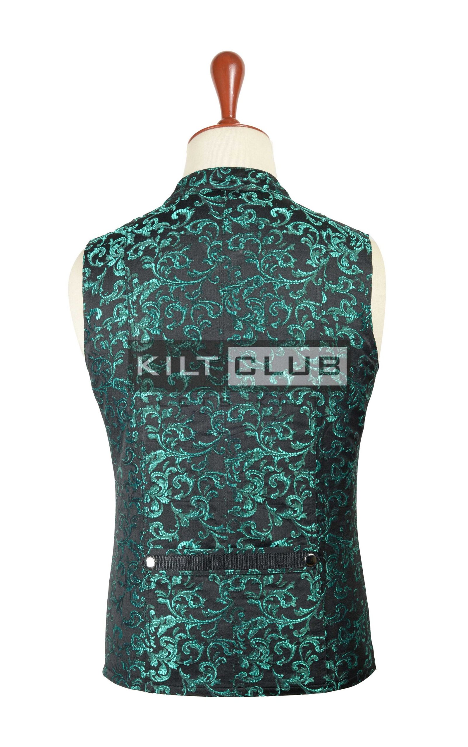 Green Brocade Victorian Style Waistcoat - Image 3