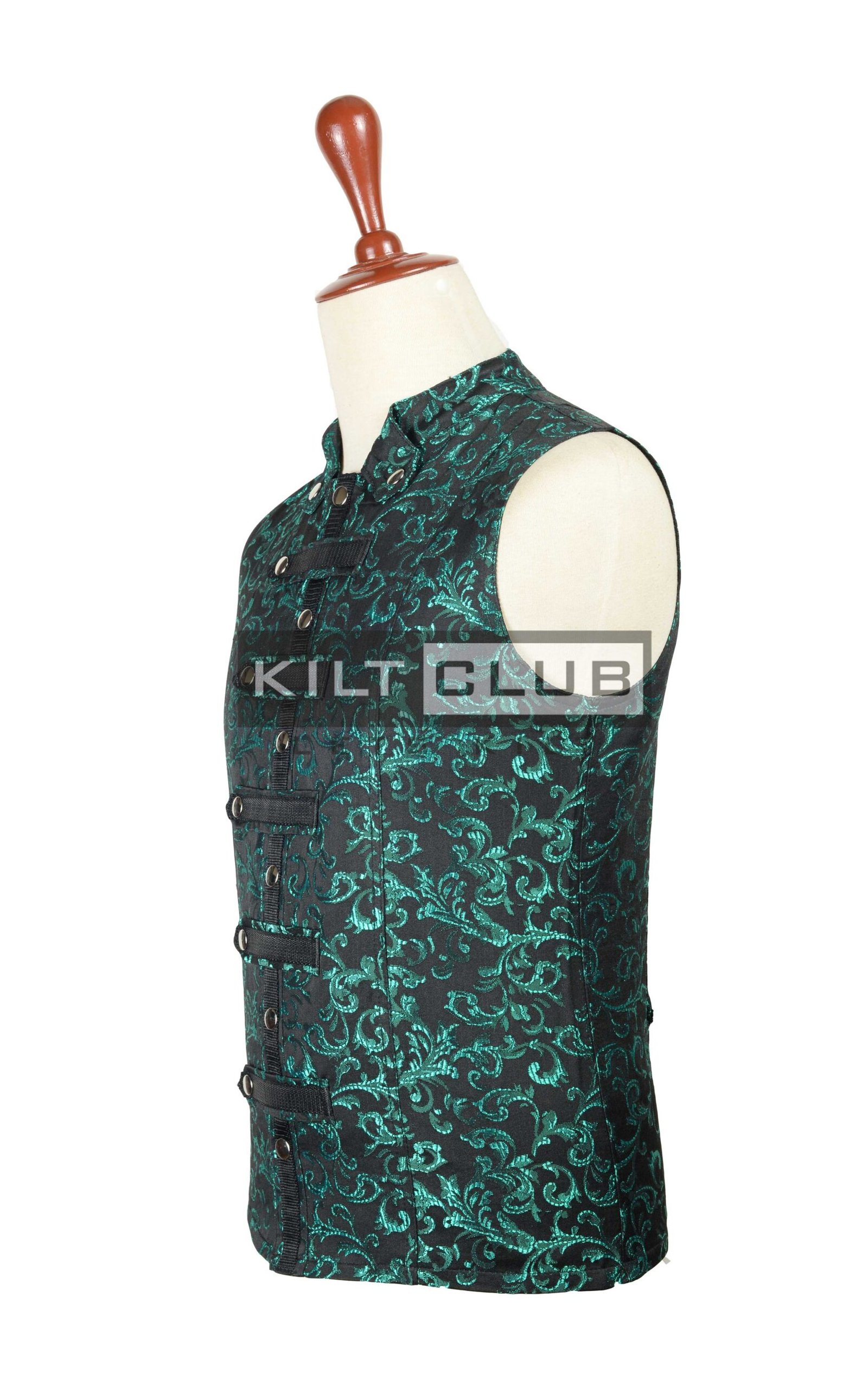 Green Brocade Victorian Style Waistcoat - Image 2