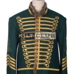 Green Wool Gold Braided Military Hussar Jacket