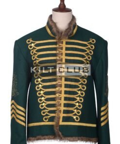 Green Wool Gold Braided Military Hussar Jacket