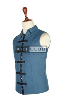 Alternative view of Lovat Blue Wool Victorian Style Waistcoat