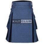 Lovat Blue Wool and Black Wool Hybrid Kilt