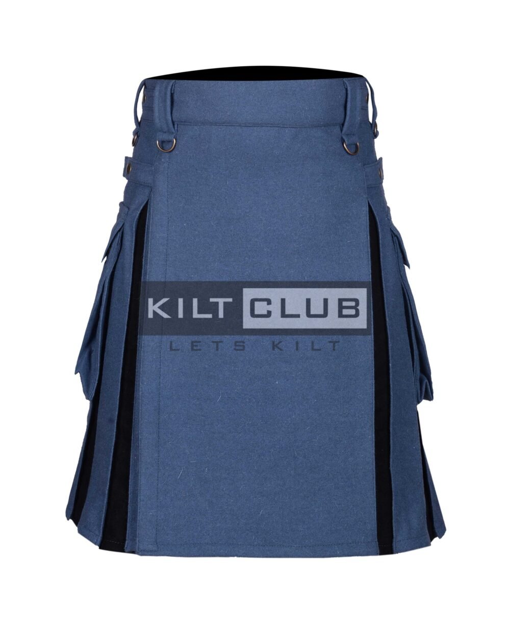 Lovat Blue Wool and Black Wool Hybrid Kilt