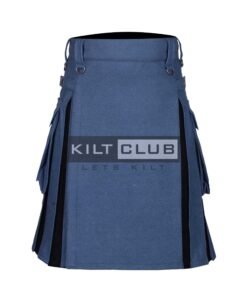 Lovat Blue Wool and Black Wool Hybrid Kilt