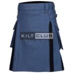 Lovat Blue Wool and Black Wool Hybrid Kilt