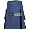 Lovat Blue Wool and Black Wool Hybrid Kilt