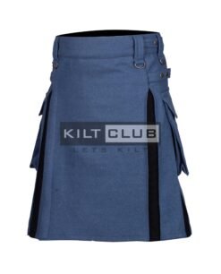 Lovat Blue Wool and Black Wool Hybrid Kilt