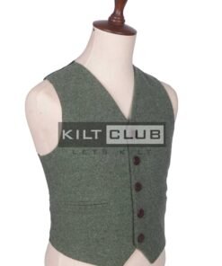 Alternative view of Lovat Green Wool Argyll Waistcoat