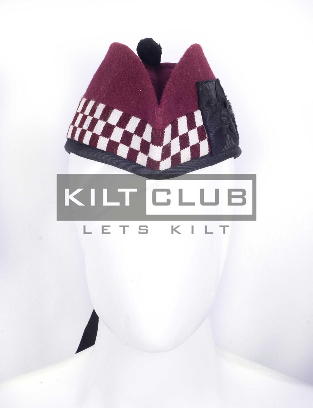 Maroon Wool - Maroon White Diced Cap