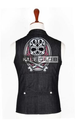 Black Wool Custom Embroidery Waistcoat