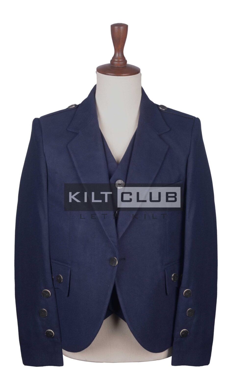Navy Blue Wool Argyll Jacket
