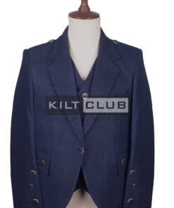 Navy Blue Wool Argyll Jacket
