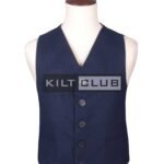 Navy Blue Wool Argyll Waistcoat