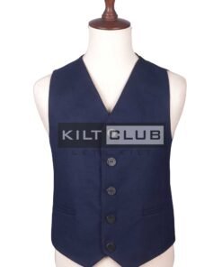 Navy Blue Wool Argyll Waistcoat
