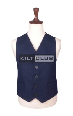 Navy Blue Wool Argyll Waistcoat