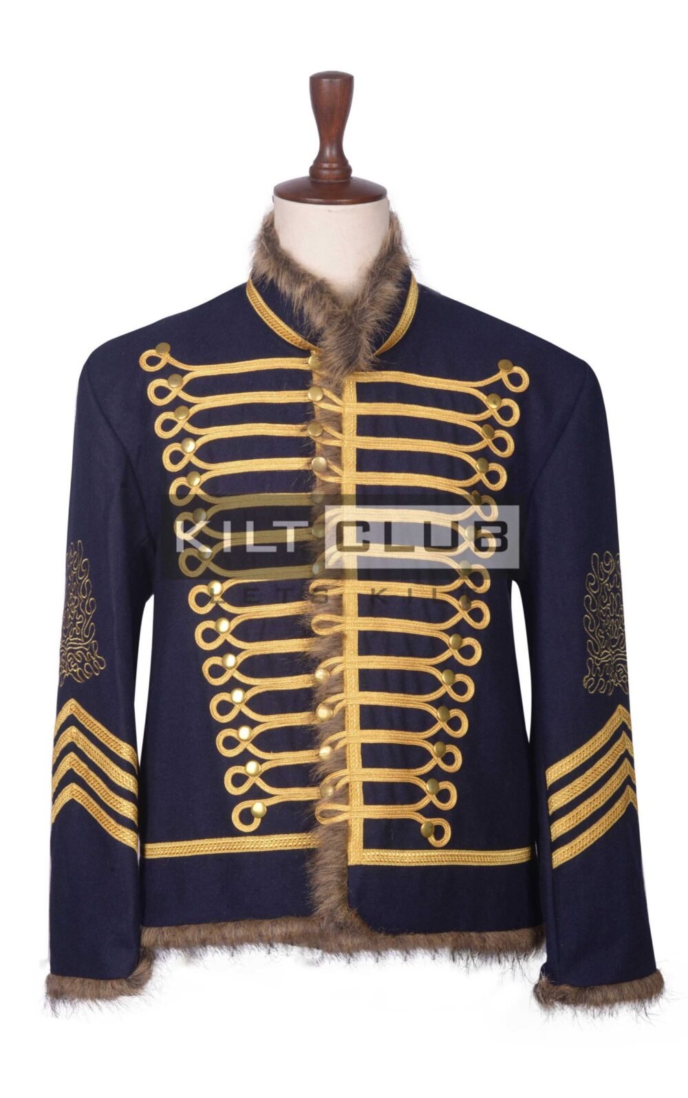 Navy Wool Gold Braided Military Hussar Jacket
