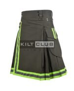 Olive Green Cotton Fire Department Utility Kilt - Image 3