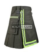 Olive Green Ripstop Cotton Fire Department Utility Kilt - Image 2