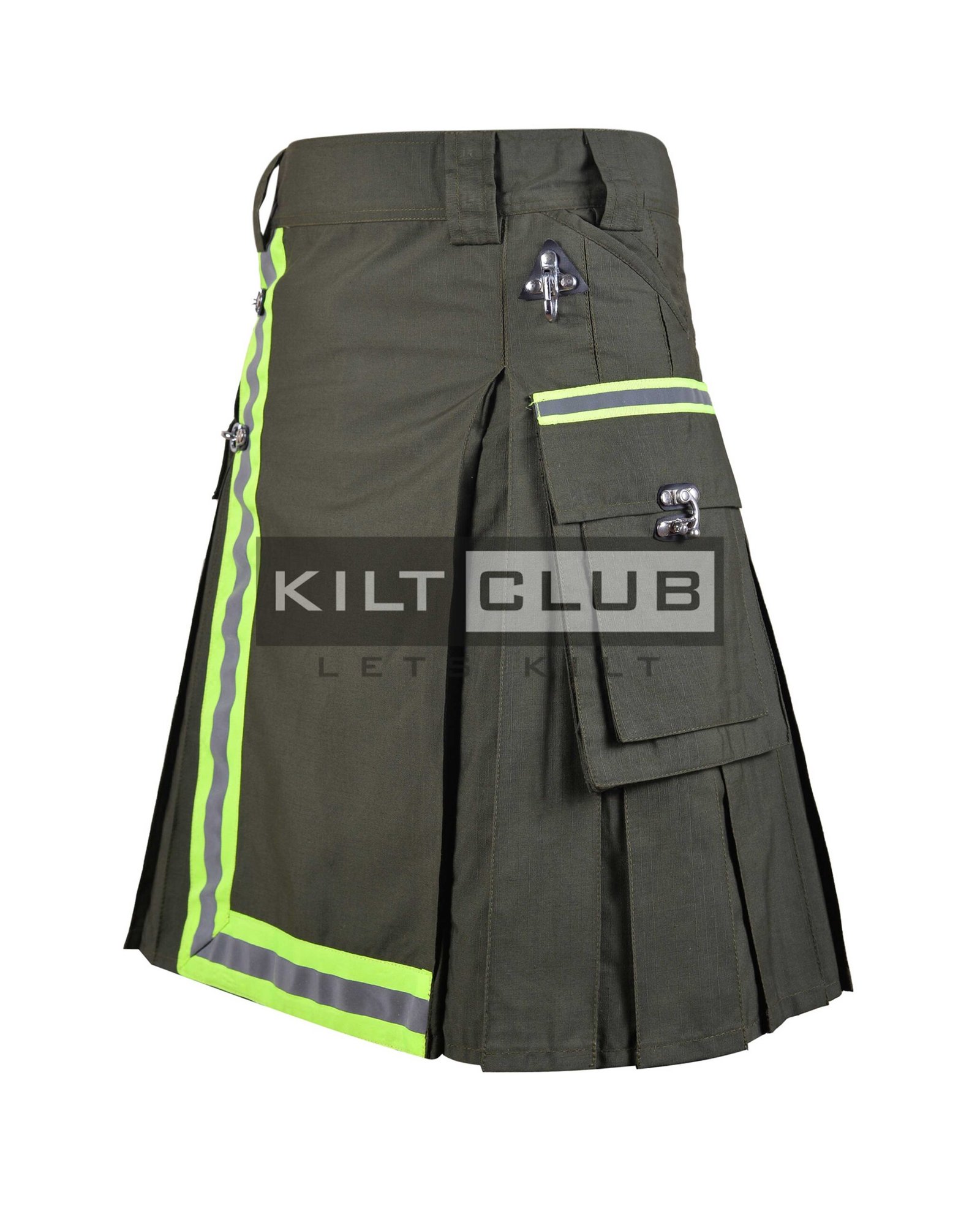 Olive Green Ripstop Cotton Fire Department Utility Kilt - Image 3