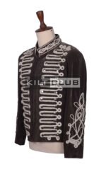 Olive Green Velvet Silver Braided Jacket - Image 2