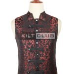 Red Brocade Victorian Style Waistcoat