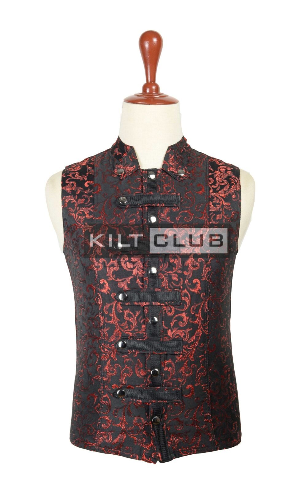 Red Brocade Victorian Style Waistcoat