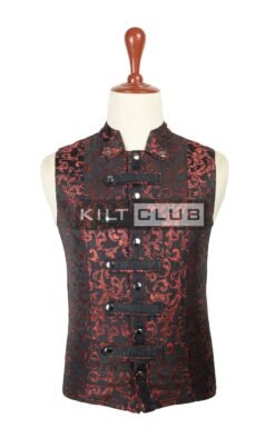 Red Brocade Victorian Style Waistcoat