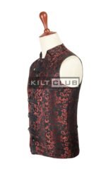Red Brocade Victorian Style Waistcoat - Image 2