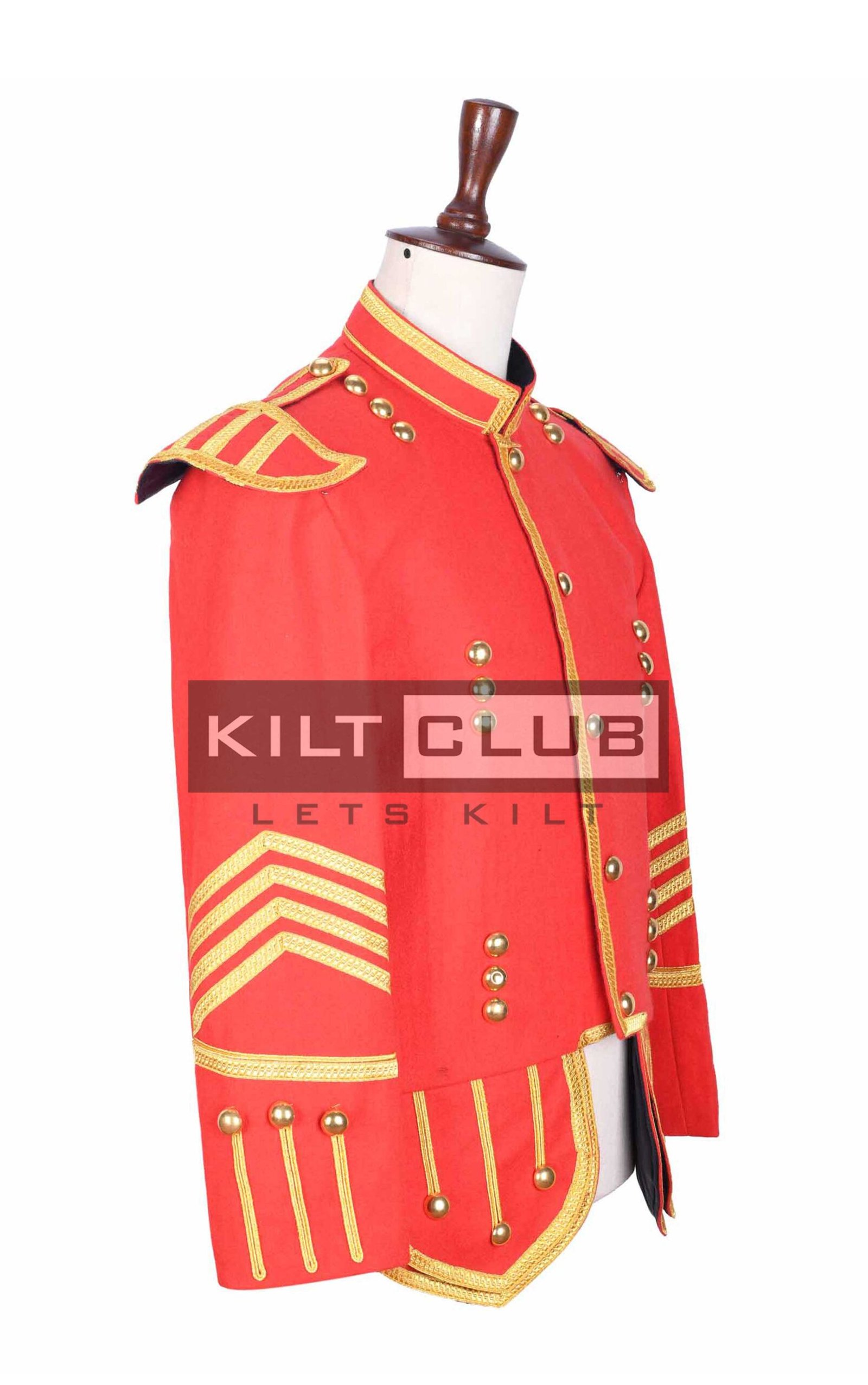 Red Gold Military Doublet Jacket - Image 3