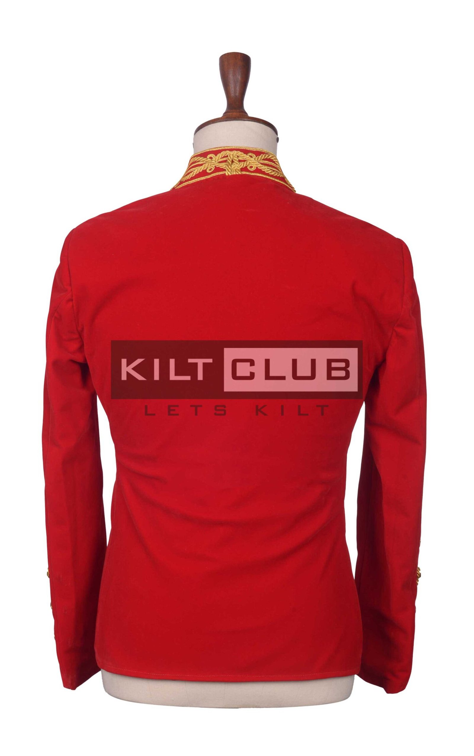 Red Velvet Gold Braided Military Officer Braided Jacket - Image 4