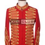 Red Velvet Gold Braided Military Officer Braided Jacket