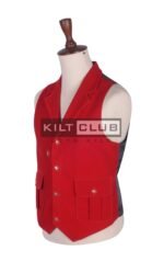 Red Velvet Waistcoat For Men - Image 3