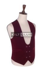 Red Vine Velvet Double Breasted Kilt Waistcoat - Image 3